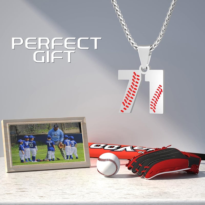 Wikavanli Personalized Baseball Jersey Number 00-99 Necklace - Stainless Steel Baseball Chain Pendant Necklace - Team Jewelry Gift for Boys, Girls, Men, Women - Image 4